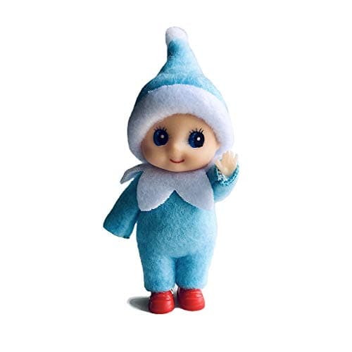WULEEUPER Tiny Baby Elf Doll Christmas Miniature Elf Decoration Newborn Gift Baby Grow Dolls with Feet and Shoes Blue