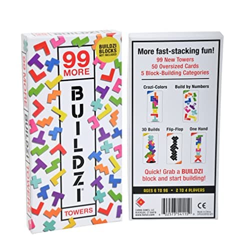 TENZI 99 More BUILDZI Towers Includes 5 New Tower Styles for The Fast Stacking Game for The Whole Family 2 to 4 Players 5 Fun Party Games Including The BUILDZI Challenge