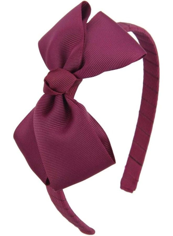 7Rainbows Cute Burgundy Bow Headband for Girls Toddlers