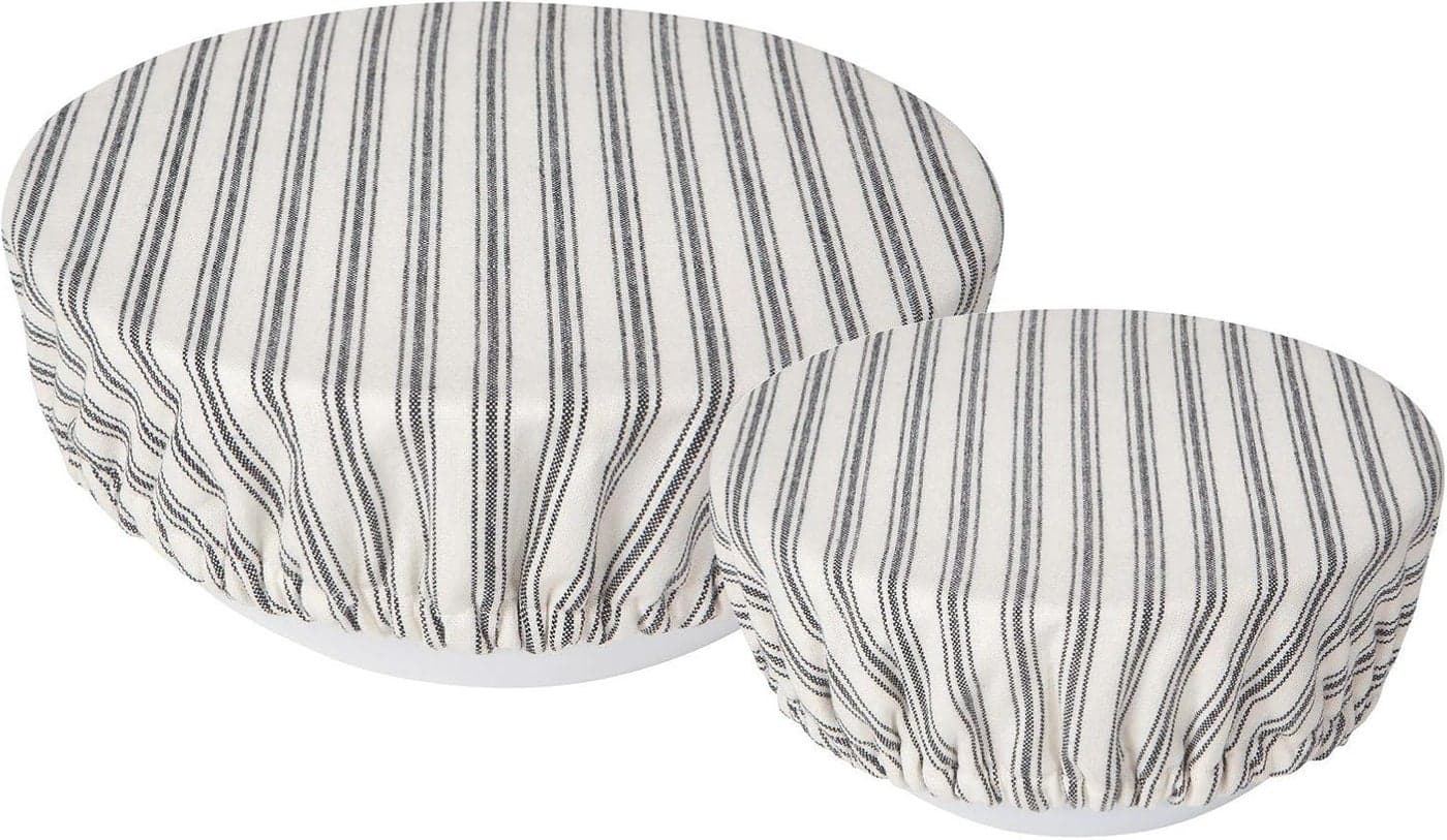 Now Designs Reusable Bowl Cover to Reduce Waste Ticking Stripe Large Medium Set of 2