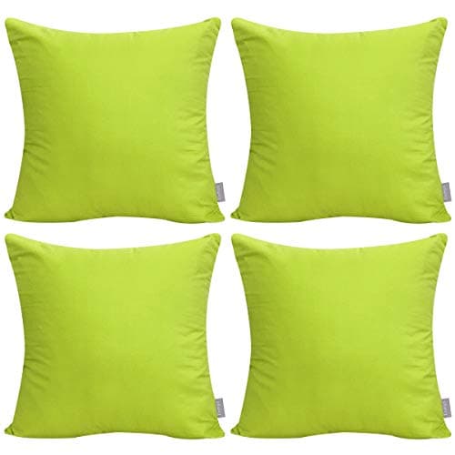 Thmyo 4-Pack 100% Cotton Comfortable Solid Decorative Throw Pillow Case, Square Cushion Cover Pillowcase Sublimation Blank Pillow Covers DIY Throw Pillowcase for Sofa(18x18inch/45x45cm,Light Green)