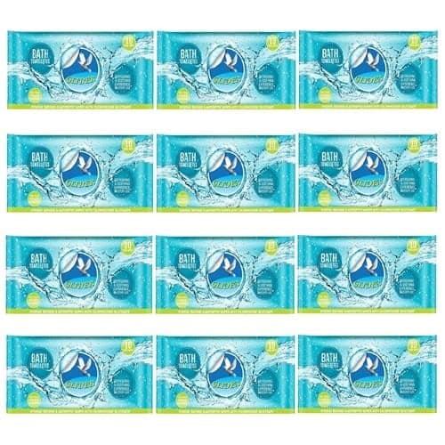 Glider Body Cleansing Wet Bed Bath Wipes for Adults | 12 Packs | 120 Wipes | Extra-Large, No-Rinse Cleansing Wipes | Infused with Aloe Vera & Vitamins | Refreshing & Hygienic Care