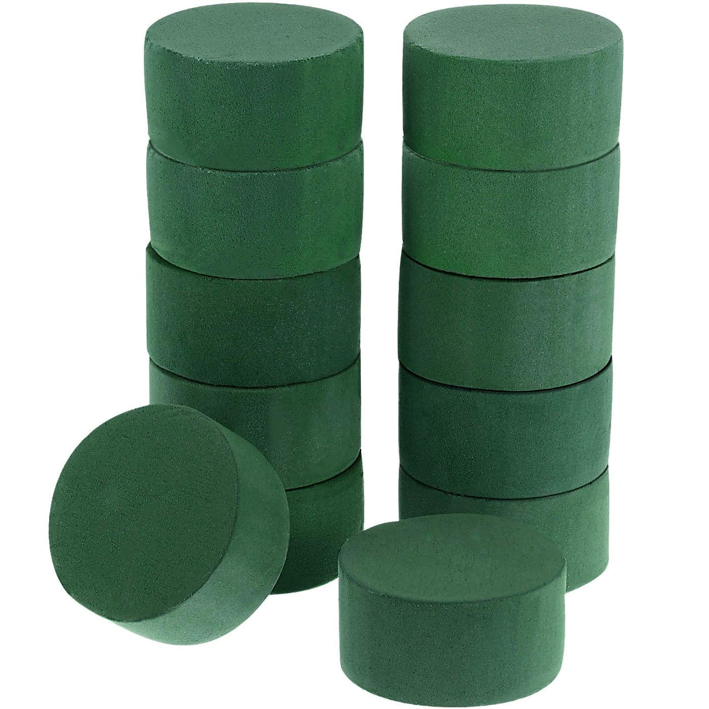 Maitys 12 Pieces Round Floral Foam Wet Green Flower Foam DIY Flower Arrangement Kit for Aisle Wedding Party Decoration(2.95 x 2.95 x 1.57 Inches)