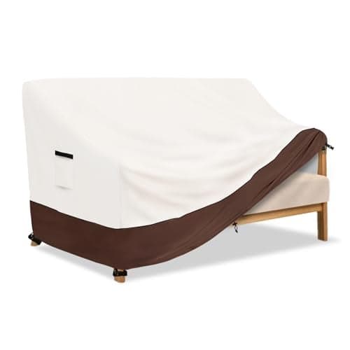 Exokugo Outdoor Couch CoverHeavyDuty Waterproof Outdoor Sofa CoverAllWeather Patio Furniture Covers for Loveseats Benches BeigeFits 76 W x 325 D x 33 H