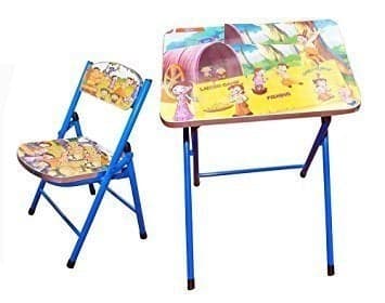 Folding Study Table and Chair Cartoon Printed Material Wood and Steel Colour Multicolour Dimension 88 x 622 x 65 cm