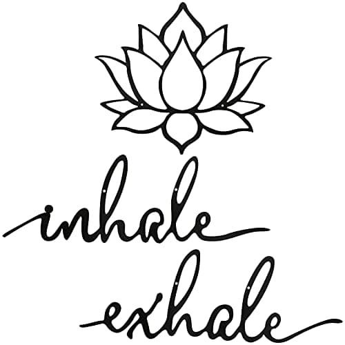 Inhale Exhale Wall Art Yoga Meditation Decor Lotus Flower Wall Art Yoga Sign Decorative Black Metal Meditation Decoration Spiritual Decor for Living Room Bedroom Decor