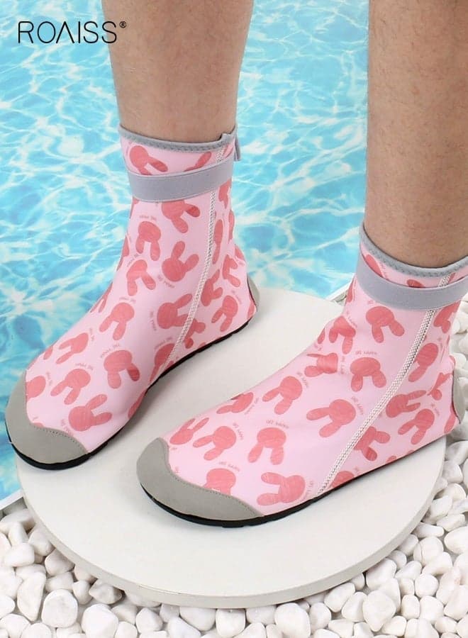 Girls Adorable Water Shoes, High Top Beach Shoes with Velcro Closure, Quick Dry Barefoot Shoes with Non-slip Soles, Comfortable Breathable Aqua Socks for Girls, Suitable for Beach, Swimming Pool or Any Water Activity