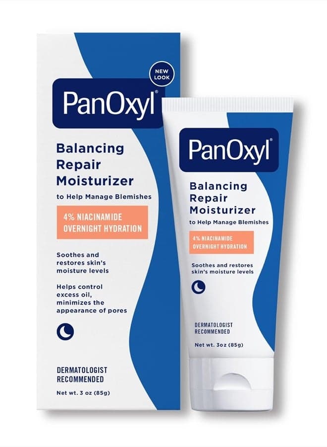 PM Balancing Repair Moisturizer with Niacinamide, Ceramides and Cica, Hydrating Face Moisturizer, Acne Prone Skin and Dry Skin, Non-Comedogenic Night Face Moisturizer, 3 oz 3 Fl Oz (Pack of 1)Fluid Ounce