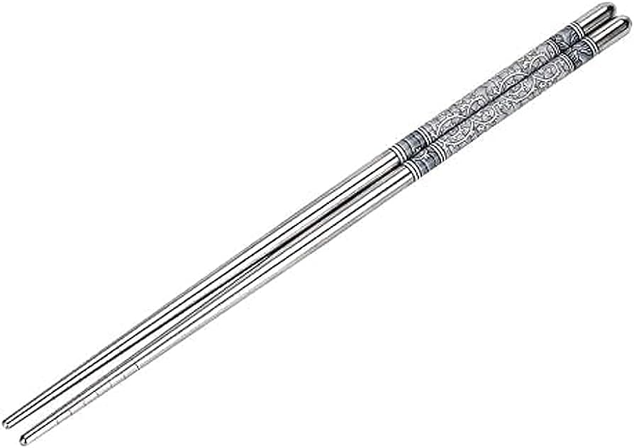 Fulkiza Metal Chopsticks Reusable Chop Sticks 5 Pairs with NonSlip Stainless Steel Chopsticks Japanese Korean Chopstick Dishwasher Safe Exquisite Pattern 5 Pair Set