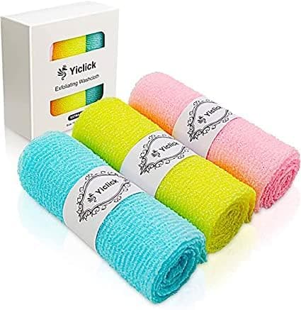 Yiclick Exfoliating Washcloth Towel Exfoliating Body Scrubber Exfoliator Back Scrubber for Shower Bath Exfoliate Rags Wash Cloths Loofah Lufa Sponge Body Scrub Exfoliation Women Men