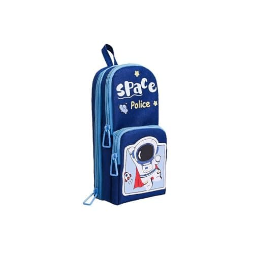 Parshya New Three Layer Canvas Cute Aesthetic Pencil Case for Girls Large Capacity Pen Pencil Pouch Compass Box for School Multifunctional Stationery Organizer Best Return Gift for Birthday (Blue)