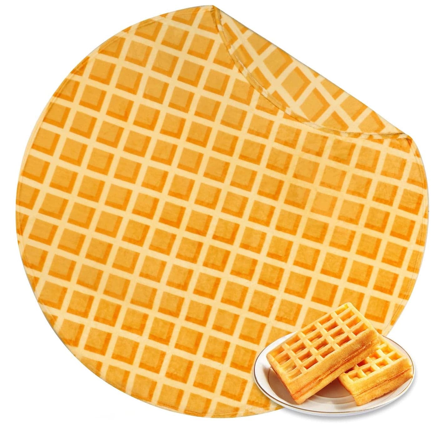 Bnuitland Waffle Funny Blanket 300 GSM Double Sided Giant Novelty Realistic Food Blanket with Pouch for Adults and Kids Super Soft Flannel Throw