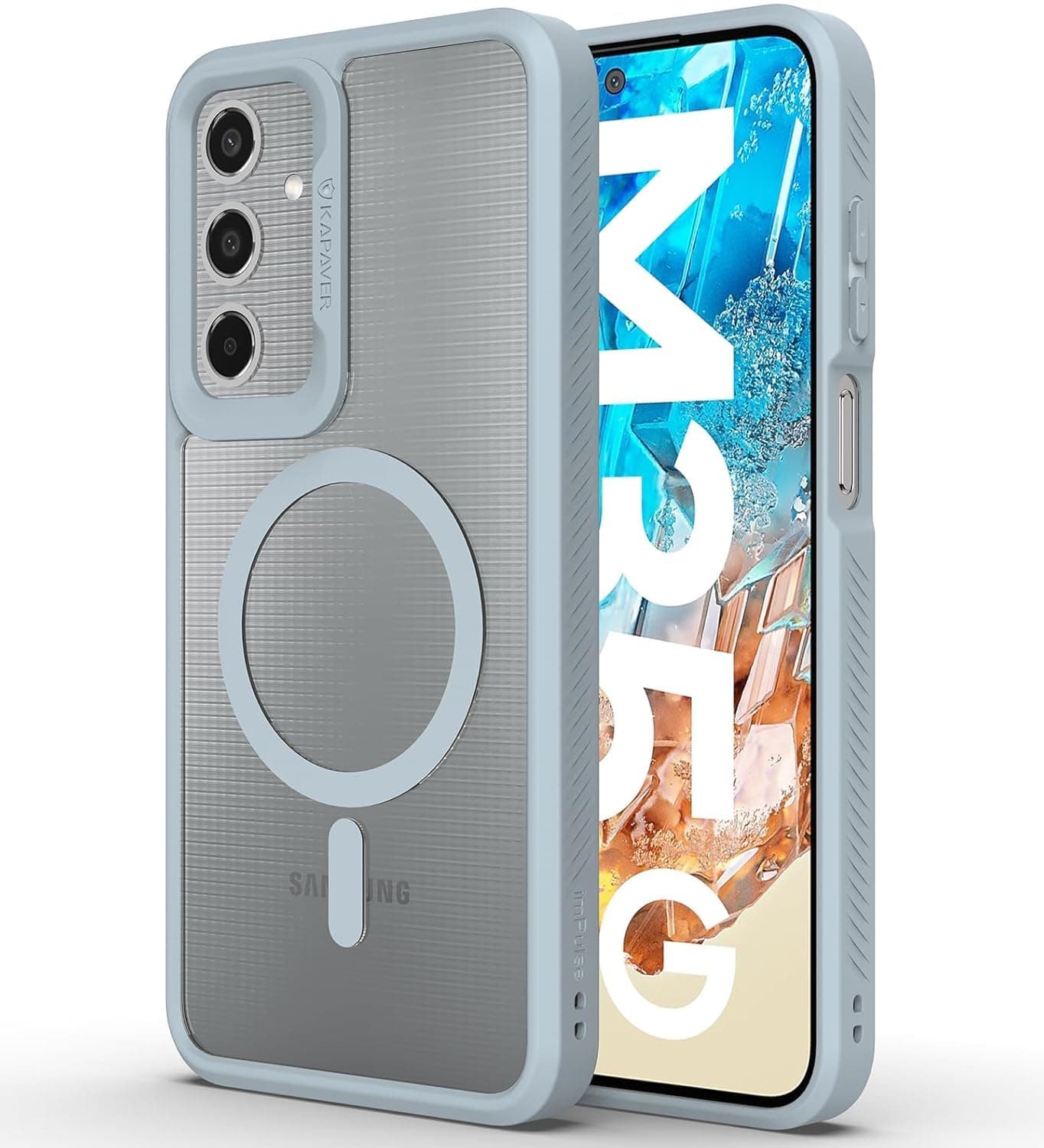 KAPAVER Impulse Series Back Cover Case Compatible with Galaxy M35 (PC+TPU) (Mag-X-Gray)