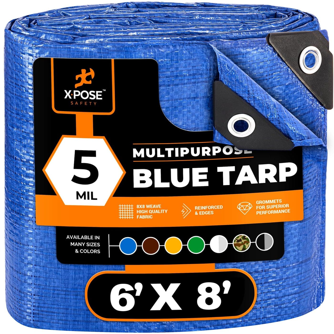Better Blue Poly Tarp 6 x 8 Multipurpose Protective Cover Lightweight Durable Waterproof Weather Proof 5 Mil Thick Polyethylene by Xpose Safety