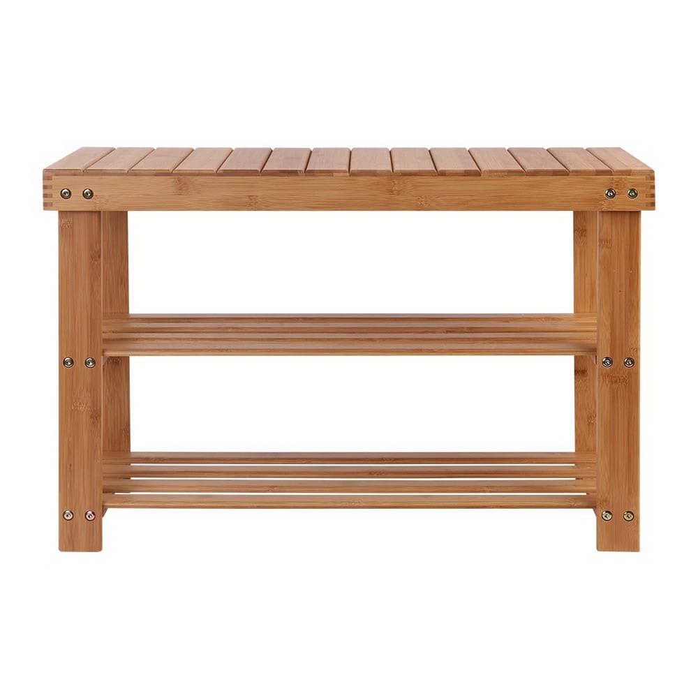 Jolfay 3Tier Shoe Bench Bamboo Shoe Storage Organizer Seat Shoe Rack Stand for Entryway Hallway Bedroom Living Room