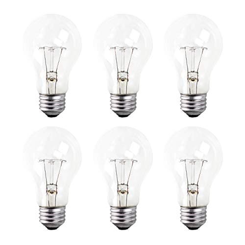 Xtricity A19 Clear Incandescent Rough Service Light Bulb, 100 Watt, 2700K Soft White, E26 Medium Base, 1020 Lumens, 130V (6 Pack)