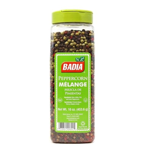 Badia Whole Peppercorn Blend 16 Oz Black White Green Pink Pepper Melange for Spicy Fruity Woody Flavors Gluten Free