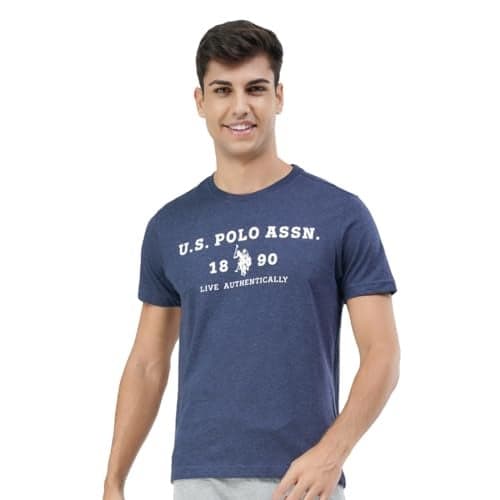 U.S. Polo Assn. Men's I683 Comfort Fit Solid Cotton Viscose Poly T-Shirt Pack of 1 (I683-433-PL_Denim Melange_M)