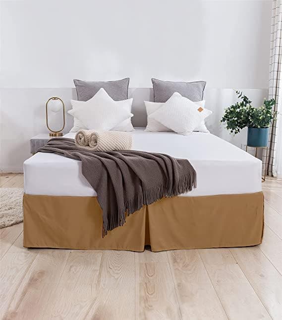 SLEEPINO Box Pleated Bed Skirt King Size 72x78 Inches 18 Inch Tailored Drop Easy Fit King Bed Center Corner Pleats Beige