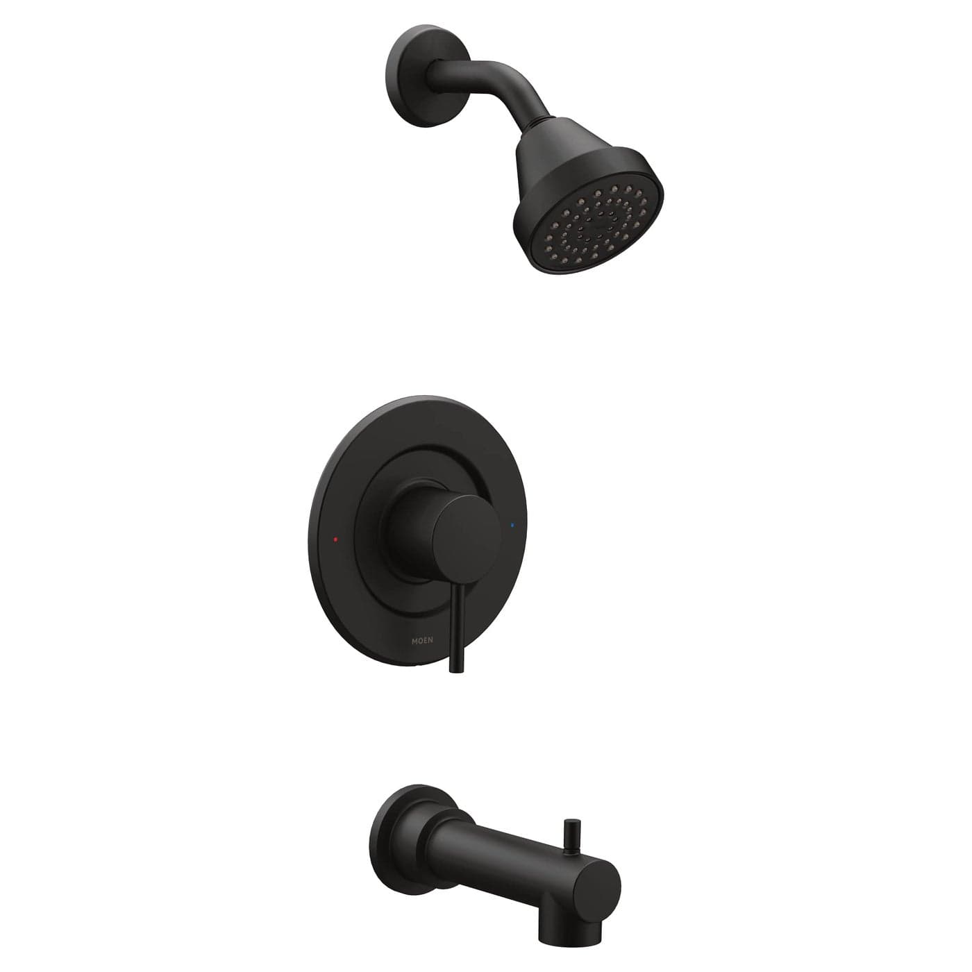 Moen Align Matte Black EcoPerformance PosiTemp Pressure Balancing Modern Tub and Shower Trim Kit Featuring Shower Head Lever Handle and Tub Spout Valve Required T2193EPBL