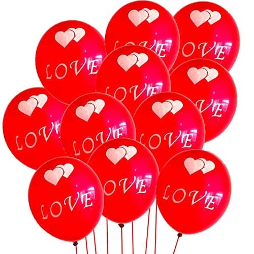 GRAND SHOP Rubber I Love You Printed Balloon For Anniversary/Birthday/Party Decoration (Pack Of 50)|Red