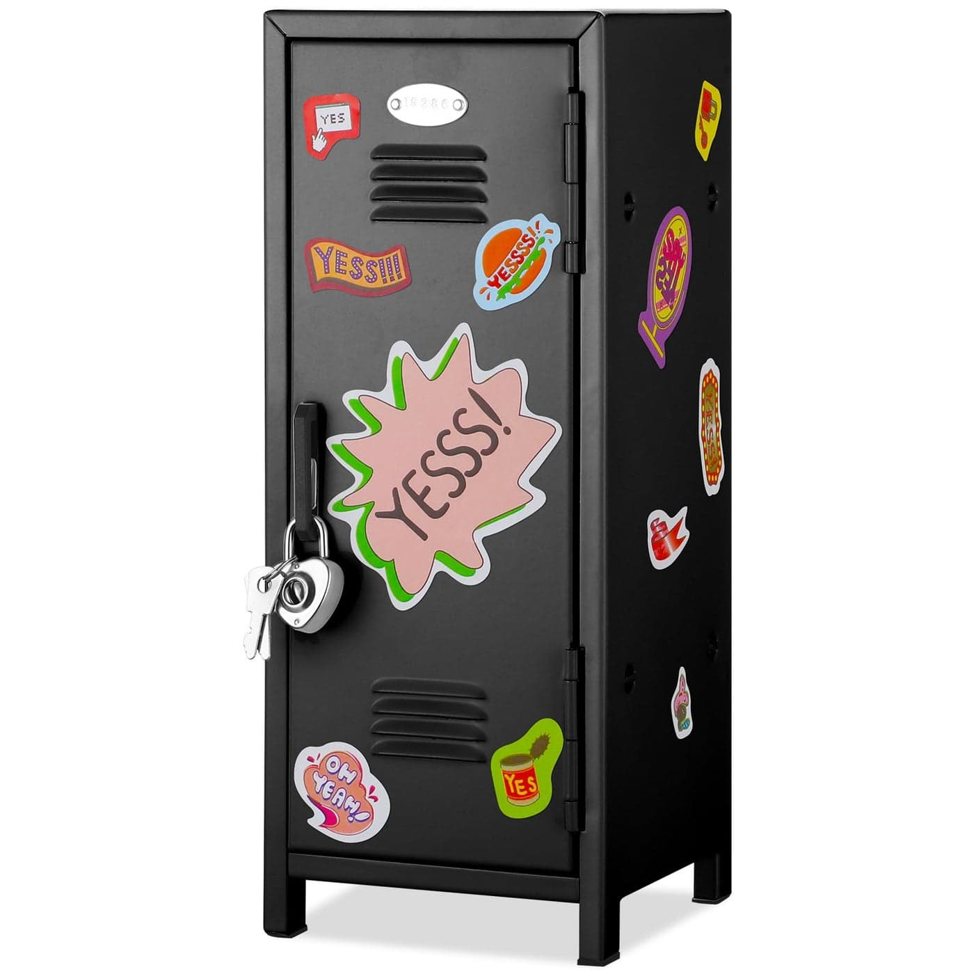 Vercraft Mini Locker with Lock Keys Stickers 108inch Small Storage Locker Desk Locker Metal Small Locker Miniature Storage Locker Functional Safe Metal Locker for Desktop Bedroom Home OfficeGreen