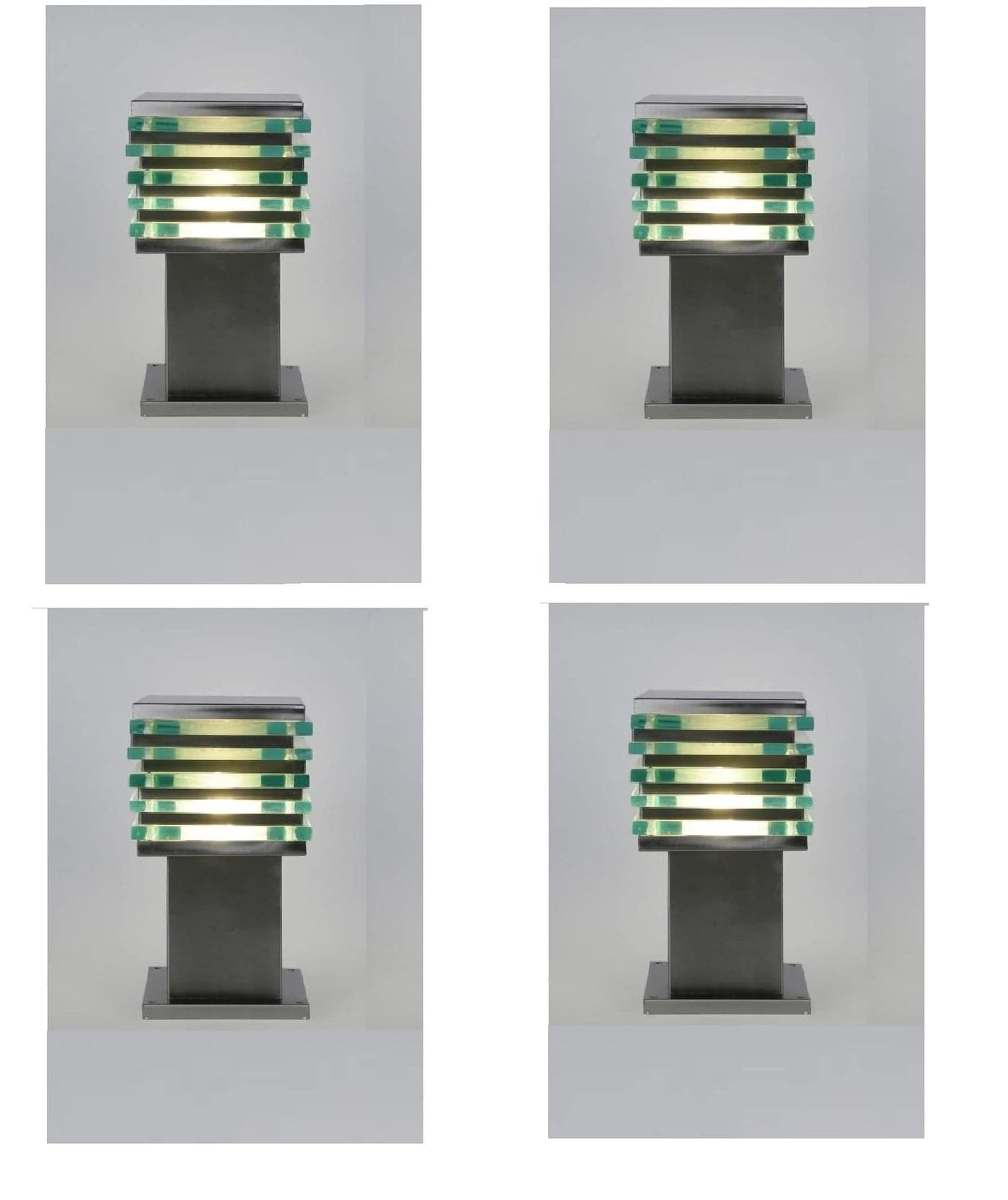 DENICRAAS Gate Light for Home - Silver Metal Outdoor Lamp Post Light for Porch/Pillar, Decorative Exterior (Pack of 4)