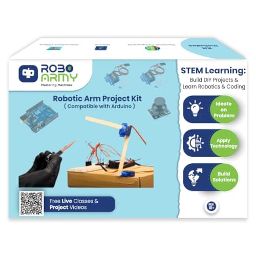 DIY Robotic Arm Project Kit for Kids Age 12+ | Servo Control with Joystick | Robotics & Coding STEM Kit | Free Tutorials, Code & Live Support | Class 7-10