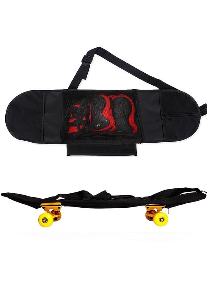 Skateboard Bag Backpack Slim Foldable Nylon Skate Board Carry Bags with Gloves Pouch Portable Longboard Handy Storage Organizer with Adjustable Strap for Travel Outdoor (80 * 20Cm)
