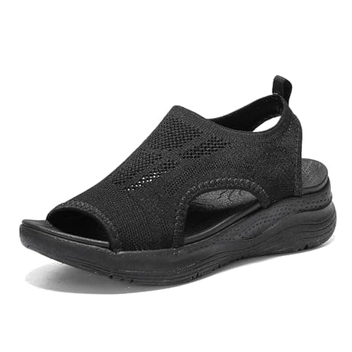 YESWIN Women Walking Sandals Arch Support Orthotic Comfortable Plantar Fasciitis Non-slip Casual Open Toe Sport Sandals for Athletic Summer Beach