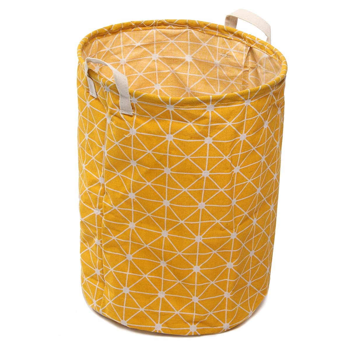 STORE77� Storage Bins Nursery Hamper Canvas Laundry Basket Foldable with Waterproof PE Coating Large Storage Baskets Gift Baskets for Kids, Office, Bedroom, Clothes,Toys (Yellow) (Yellow)