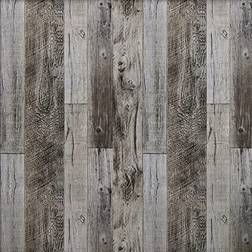 MulYeeh 17.5'' x 118'' Gray Peel and Stick Wallpaper Faux Wood Plank Paper Self-Adhesive Removable Wall Covering Prepasted Decorative Vinyl Film Shiplap