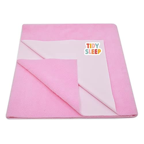 Tidy Sleep Instadry Anti-Piling Fleece Extra Absorbent Quick Dry Sheet for New Born Babies, Cotton Bed Protector Mattress Pack of 1 Baby Pink X-Large (220x140) cm