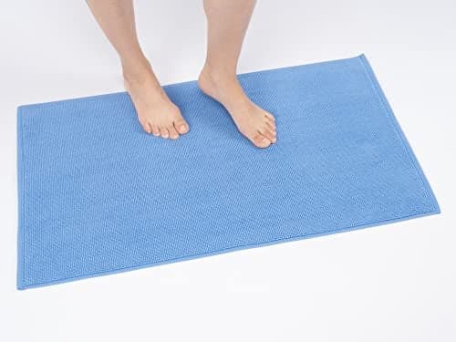 Cotton Paradise 100 Cotton Non Slip Bath Mats for Bathroom 17x24 inch Soft Absorbent Quick Dry Machine Washable Floor Bath Mat Sky Blue