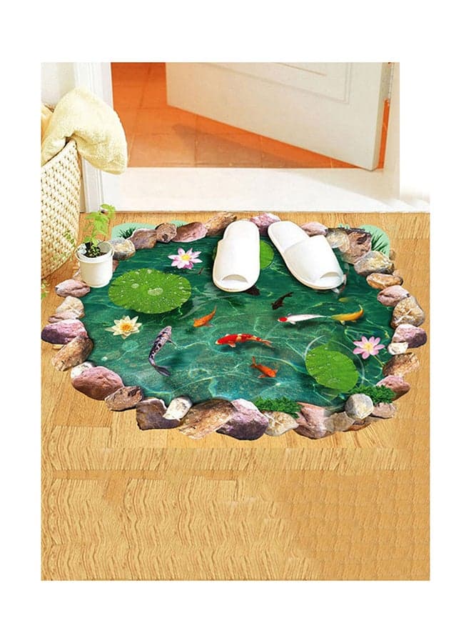 Waterproof Creative 3D Carp Lotus Pond Wall Floor Sticker Multicolour 90 x 60centimeter