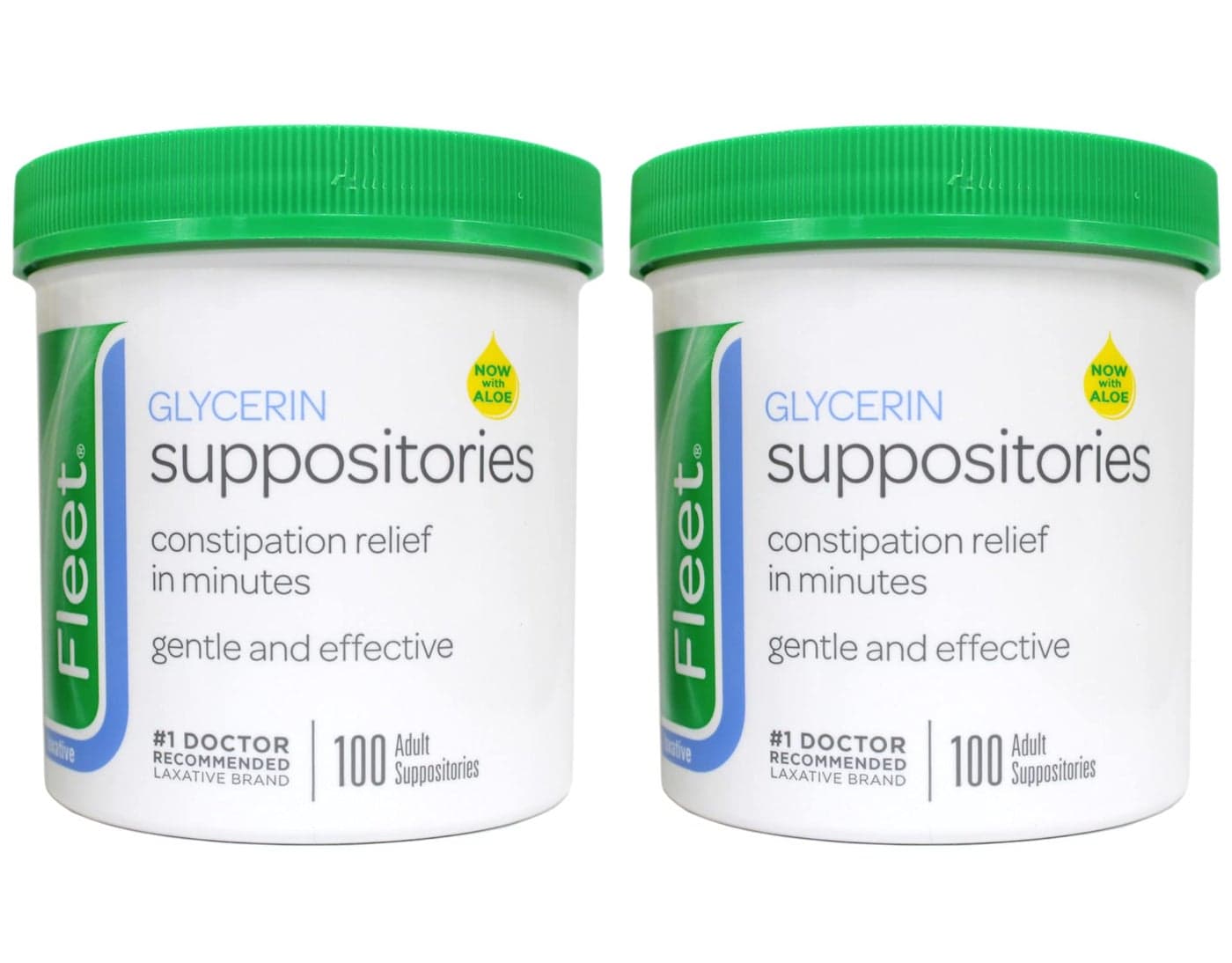 Fleet Glycerin Suppositories Laxative Adult Jar 100 Each 2Pack