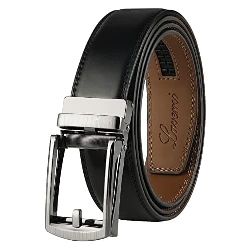 Lavemi Men's Real Leather Ratchet Dress Casual Belt, Cut to Exact Fit,Elegant Gift Box(36-222447 Black 44")