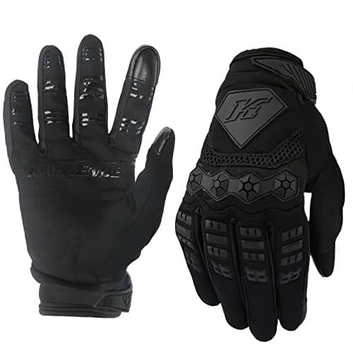 KAIWENDE Mens Dirt Bike Riding Gloves Full Finger TouchScreen MotocrossMotorcycle Gloves for BMX MX ATV MTB OffRoad Riding Large Black