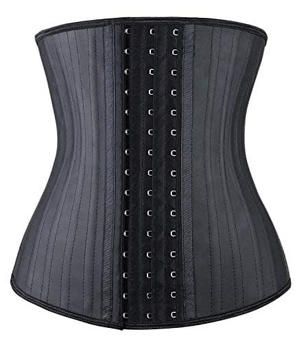 YIANNA Waist Trainer for Women Latex Underbust Waist Cincher Corset Sport Girdle Hourglass Body Shaper, YA1210-Black-L
