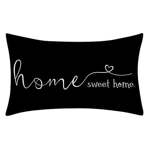 MFGNEH Farmhouse Pillow Covers, 12x20 Inch - Home Decorative Throw Pillow Case, Housewarming Gift, Black