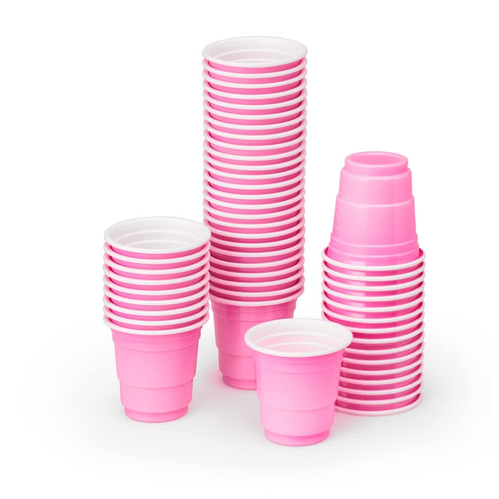 xo Fetti Party Decorations Pink Plastic Shot Glasses 50 Matte Disposable 2 oz Cups Bachelorette Party Birthday Party Party Favors Baby Shower Supplies