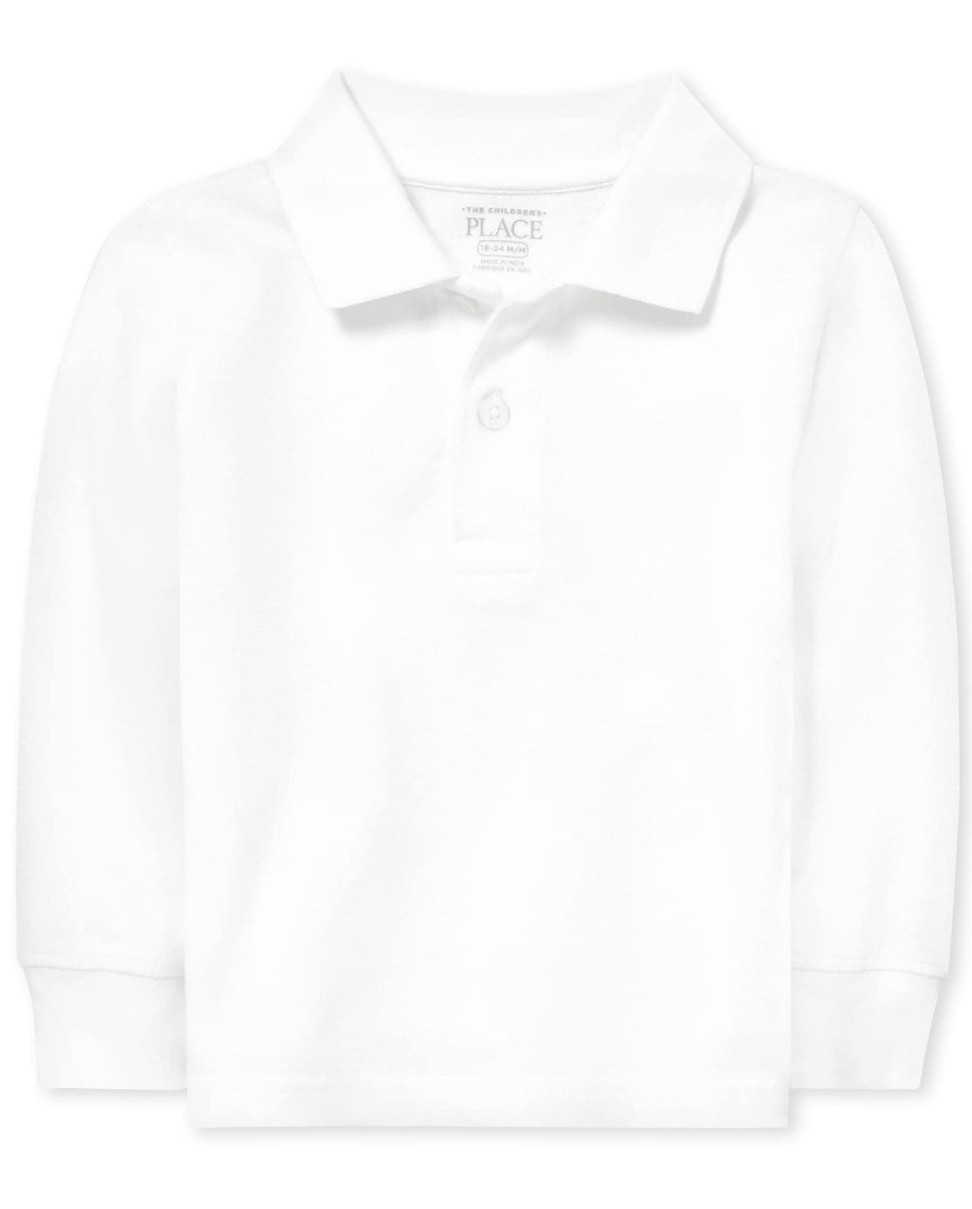The Children's Place Baby Boys and Toddler Boys Long Sleeve Pique Polo, White, 12-18 MONTHS