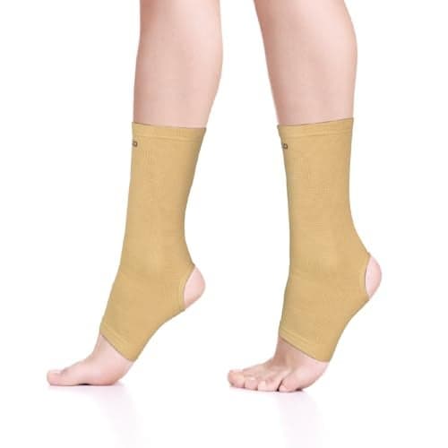 Vissco Anklet, Ankle Support for Injured Ankles, Arthritic Pain, Swelling, Stiff Joints, Pain Reliever for Strained or Sprained Ankles - Large (Beige)