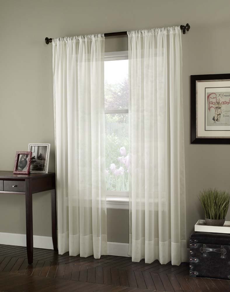 Curtainworks 1Q804003OY Soho Voile Sheer Curtain Panel 59 by 132 Oyster