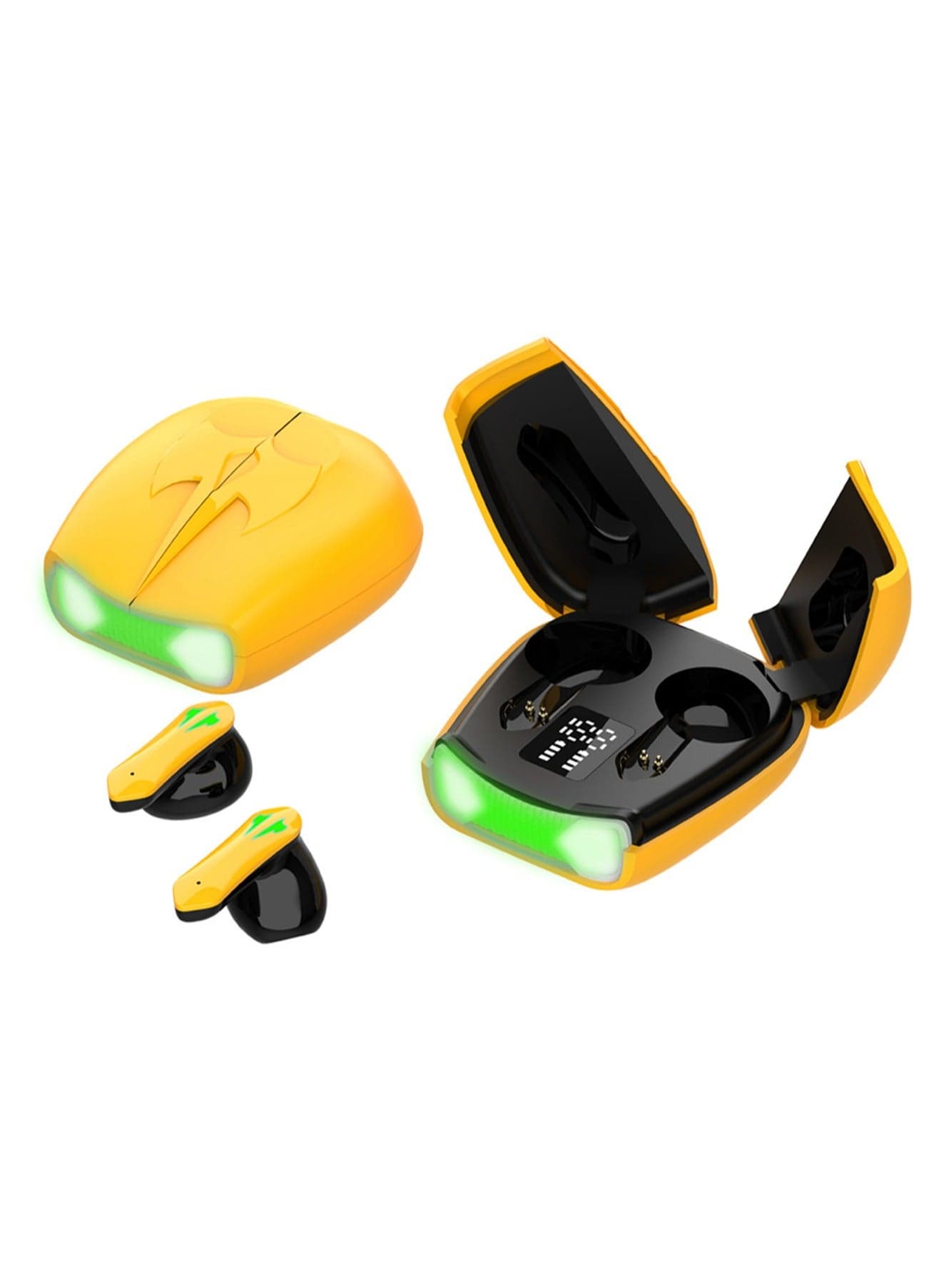 Yellow Bluetooth Earphones, Wireless Gaming Earphones, Gaming,Music Mode, Single Ear,Binaural, Auto Pairing,Hands-free Calling With Microphone,IPX5 Waterproof, Type-C Charging