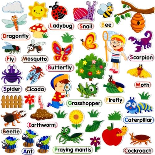 PENGFULL Felt Flannel Board Story Pieces for Toddlers PreschoolKids Interactive Storytelling Teaching Play Kits for Flannel Boardwith Words Felt PiecesInsect Butterfly
