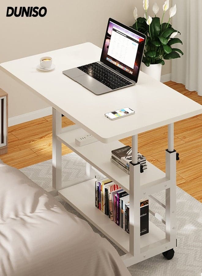 Bedroom Side Table,Household Portable Lifting Computer Table,Bedside Table with Roller,Movable,Adjustable Height,for Small Spaces in Living Room, Bedroom