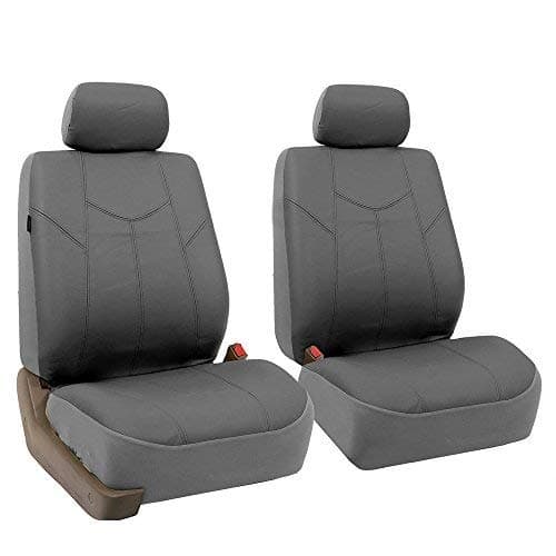FH Group Car Seat Cover Cushion - 2 Pack Seat Covers for Cars Trucks SUV, (Gray) Rome Faux Leather Car Seat Cushions, Waterproof Car Seat Cover Cushion, Universal Fit Car Seat Protector