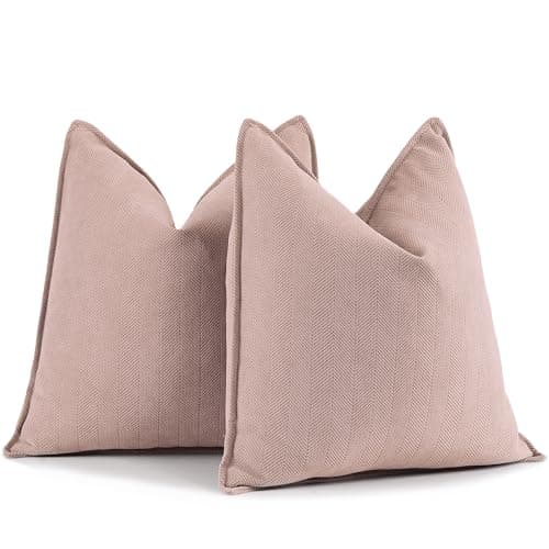 ZWJD Dusty Pink Valentine Pillow Covers 24x24 Set of 2 Chenille Throw Pillow Covers with Elegant Design Soft and Luxurious Decorative Throw Pillows for Couch, Bed, and Home Decor