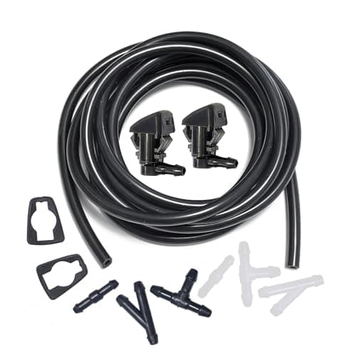 7T4Z17603A Front Windshield Washer Nozzles Kit for 0811 Ford Focus 0711 Ford Edge 0710 Lincoln MKX Replaces 8S4Z17603AA8S4Z17603AA Wiper Spray Washer Jet with 3M Fluid Hose 6 Connectors